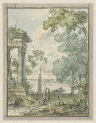 Paysage avec ruine de temple