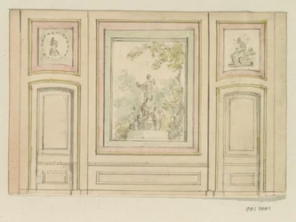 Dessin de projet pour un mur de pièce avec deux portes