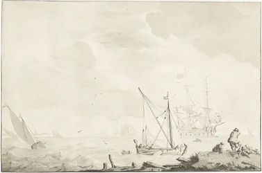 Navire de guerre près de la plage