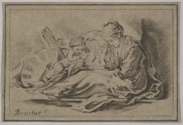 Mère avec deux enfants, 18e siècle