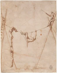 Acrobates sur la corde.