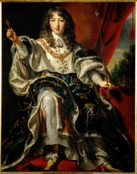 Le roi Louis XIV de France lors de son sacre (peinture sur toile)