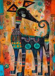 Chien folklorique haut en couleur