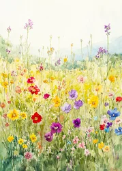 Champ de fleurs sauvages multicolores