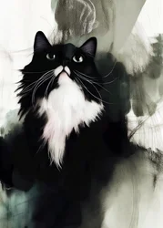 Le chat en smoking curieux