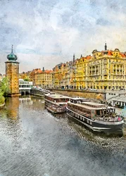 Bateaux historiques sur la Vltava à Prague