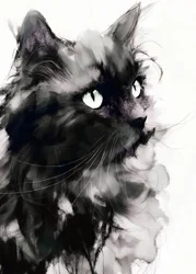Portrait mystérieux de chat noir