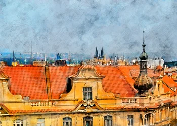 Vue depuis les toits de Prague