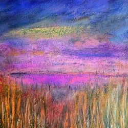Marais du coucher de soleil pourpre