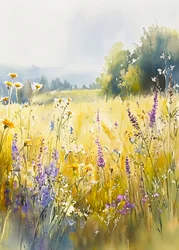 Prairie ensoleillée de fleurs sauvages