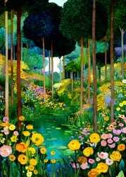 Étang animé du jardin forestier