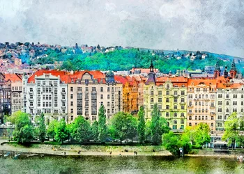 Une ville animée au bord de l