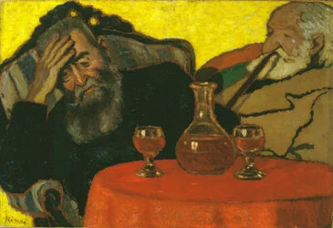 Mon père et Piacsek, avec du vin rouge