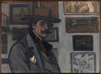 Autoportrait avec un chapeau brun
