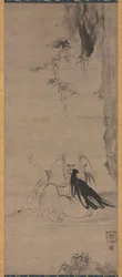 Moine réparant des vêtements au soleil du matin Choyo Hotetsu