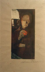 Femme avec une orange