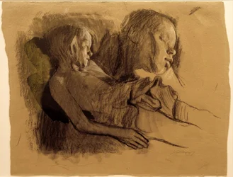 Enfant endormi et tête d