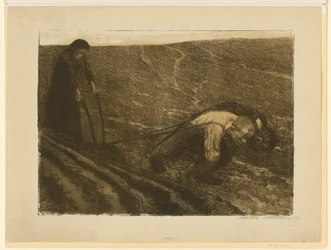 Tireur de charrue et femme (travail rejeté pour la planche 1 de « Guerre des paysans », 2e état)