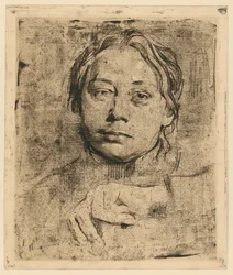 Autoportrait avec la main gauche (1er état)