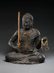 Fudō Myōō, début du XIIIe siècle (laque et or avec cristal)