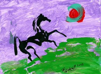 Résumé : Cheval et ciel violet