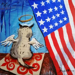 Chat ange drapeau américain