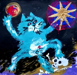 Le chat démon bleu