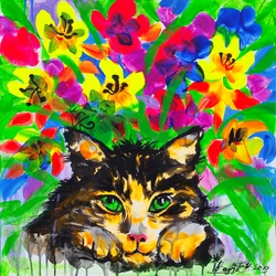 Chat de jardin coloré