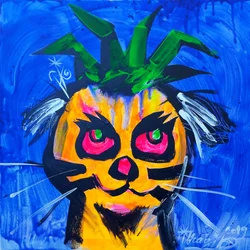 Chat ananas coloré