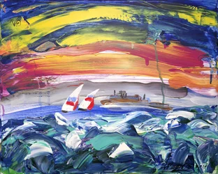 Des voiliers aux couleurs chatoyantes au coucher du soleil