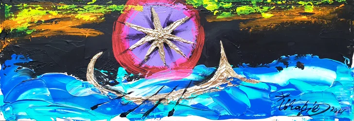 Un bateau doré sous les étoiles