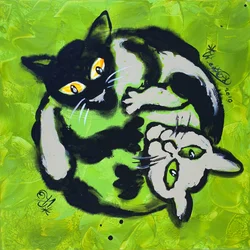 Des chats espiègles en Yin Yang