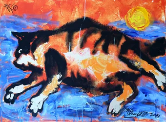 Un chat plein de vie en plein mouvement