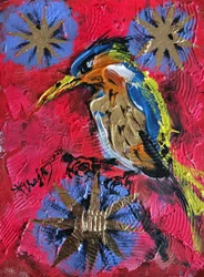 Perchoir aux couleurs vives pour martin-pêcheur