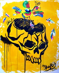 Oiseau crâne aux couleurs vives