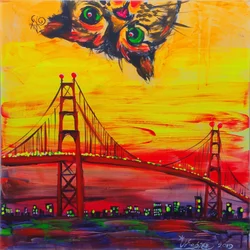 Un chat espiègle au-dessus du Golden Gate