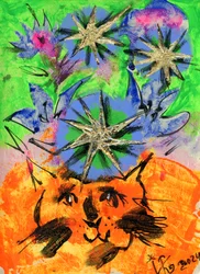 Chat fantaisiste sous les étoiles