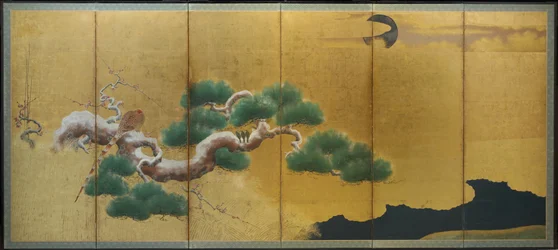 Faisan et pin, vers 1626 (encre, couleur et or sur papier)