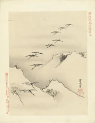 Oies volant au-dessus des montagnes