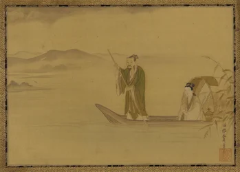 Homme et femme chinois dans un bateau