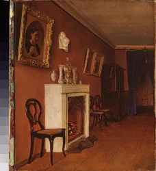 Intérieur avec une cheminée