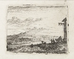 Paysage italianisant avec charrette près d
