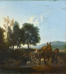 Paysage avec conducteur de mule