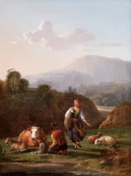 La rive du fleuve : Paysage avec figures et bétail
