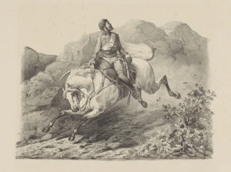 Soldat en fuite à cheval