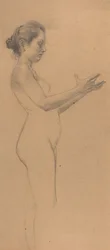 Femme nue avec un plateau
