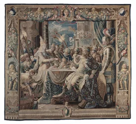 Cléopâtre divertit Antoine; tapisserie, vers 1640