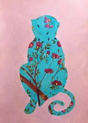Silhouette de singe à motifs floraux