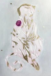 Chat botanique rose
