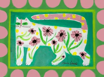 Chat fantaisiste aux fleurs